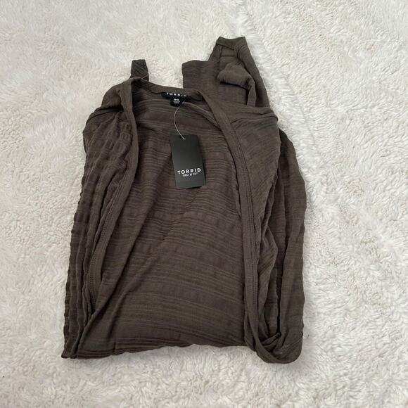 torrid Tops - NWT Womens Plus Size Torrid Slub Drape Front Cardigan Dark Brown Size 00